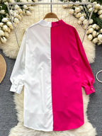 Idle Style Mid-length Color Matching Shirt - Viexta