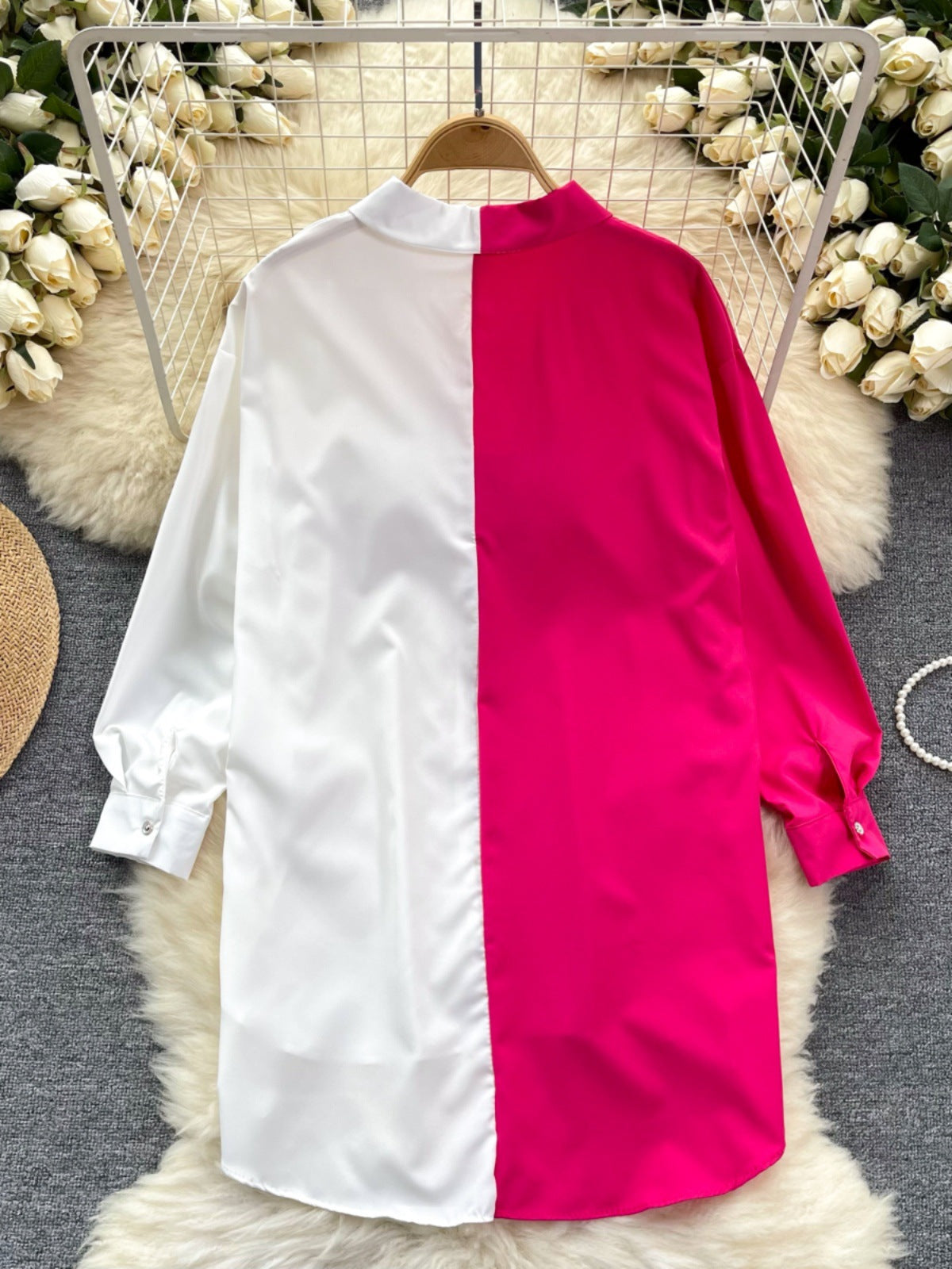 Idle Style Mid-length Color Matching Shirt