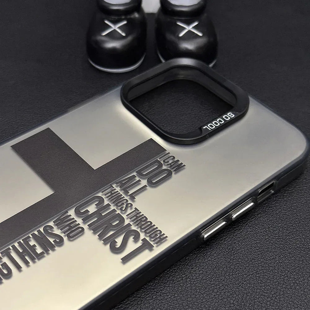 Cross English Color Silver Drop-resistant iPhone Case - Viexta