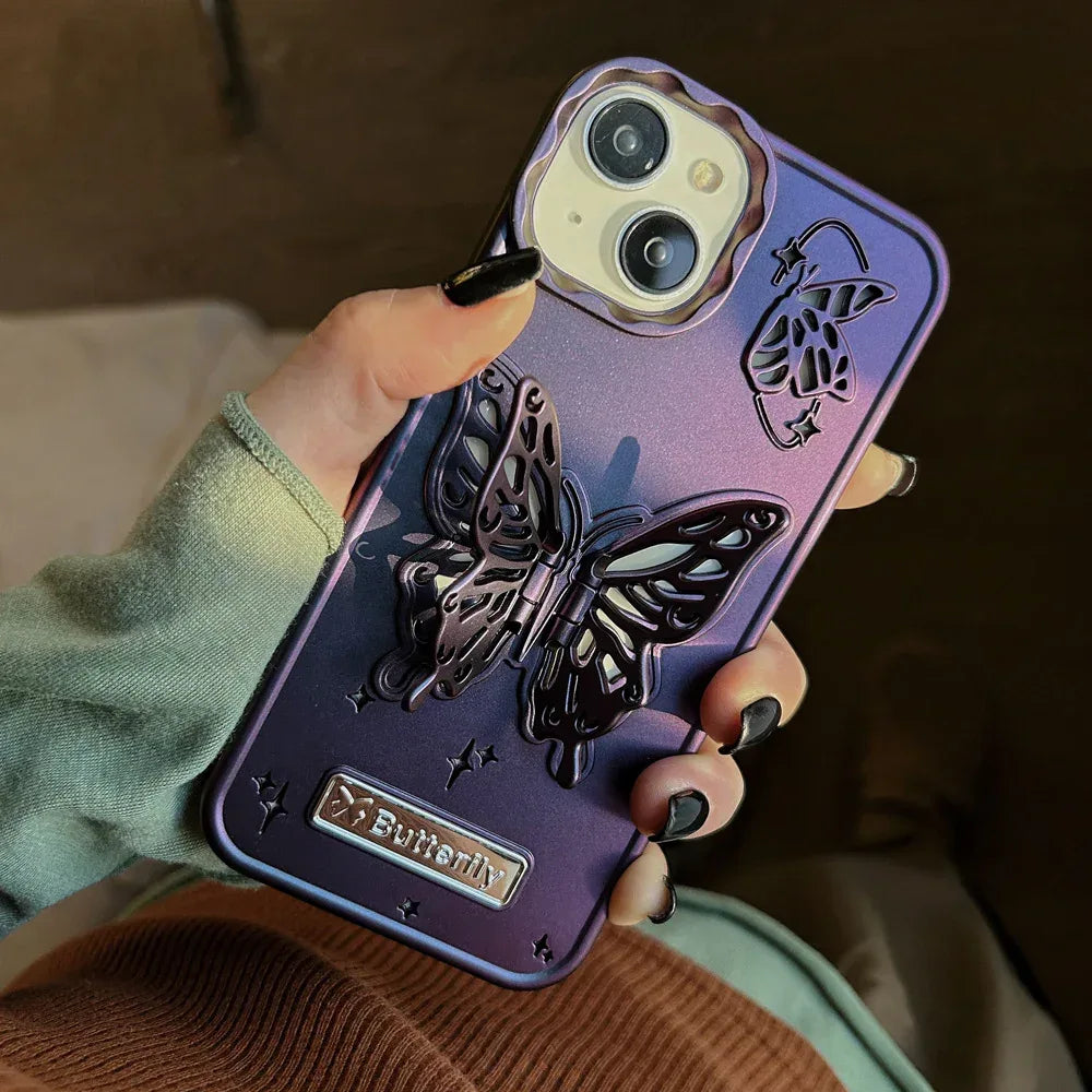 Electroplated Butterfly Bracket iPhone Case - Viexta