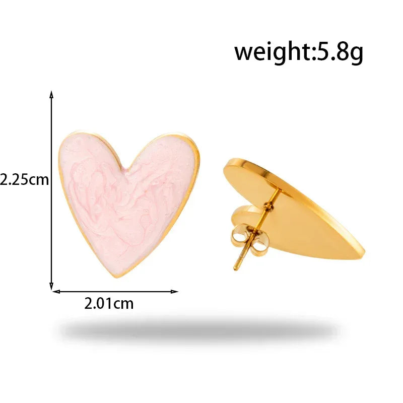 Titanium Heart-shaped Round Studs - Viexta
