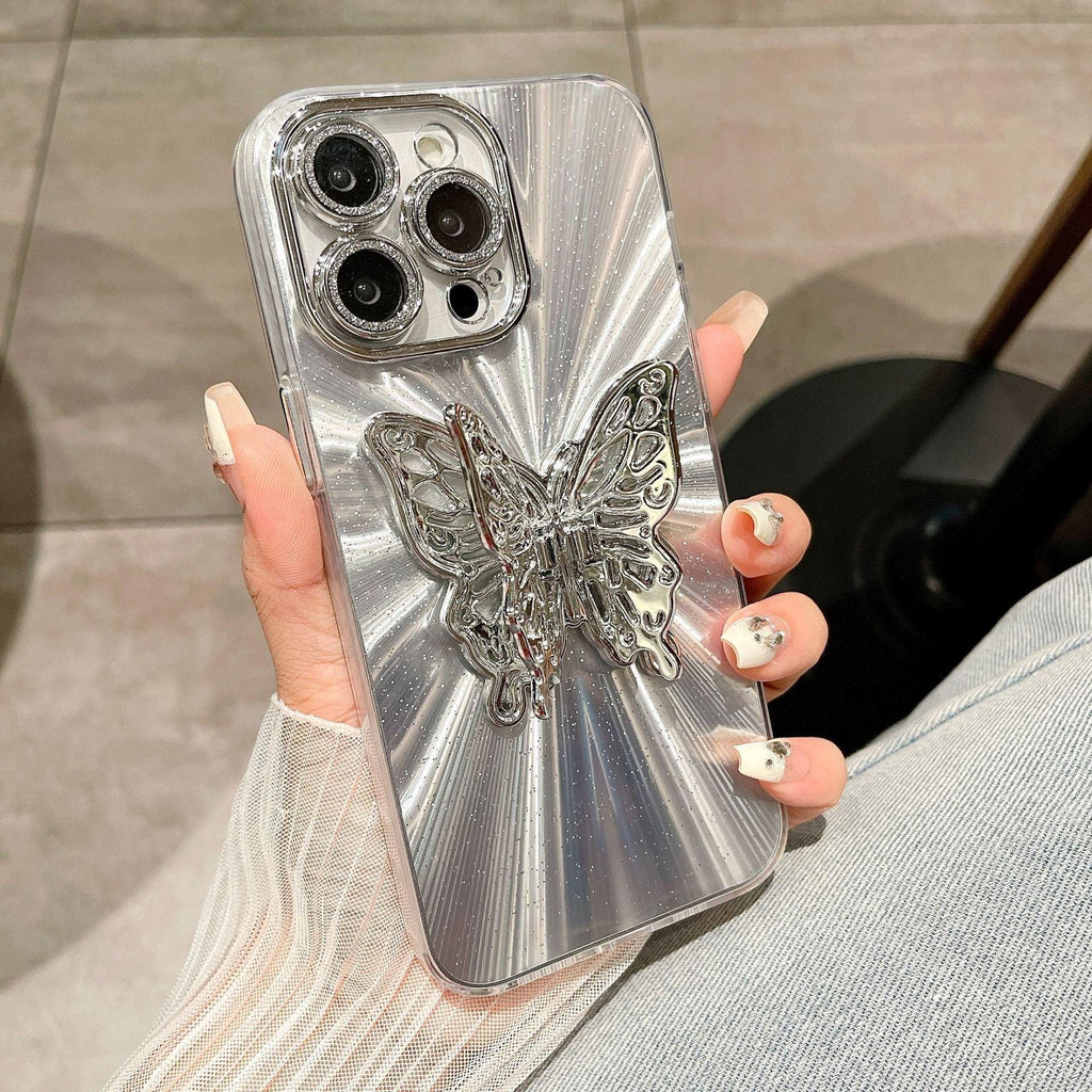 Aurora Three-dimensional Butterfly Bracket iPhone Case - Viexta