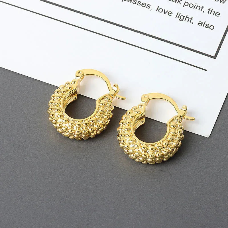 Diamond-embedded Gold-plated Versatile Earrings - Viexta