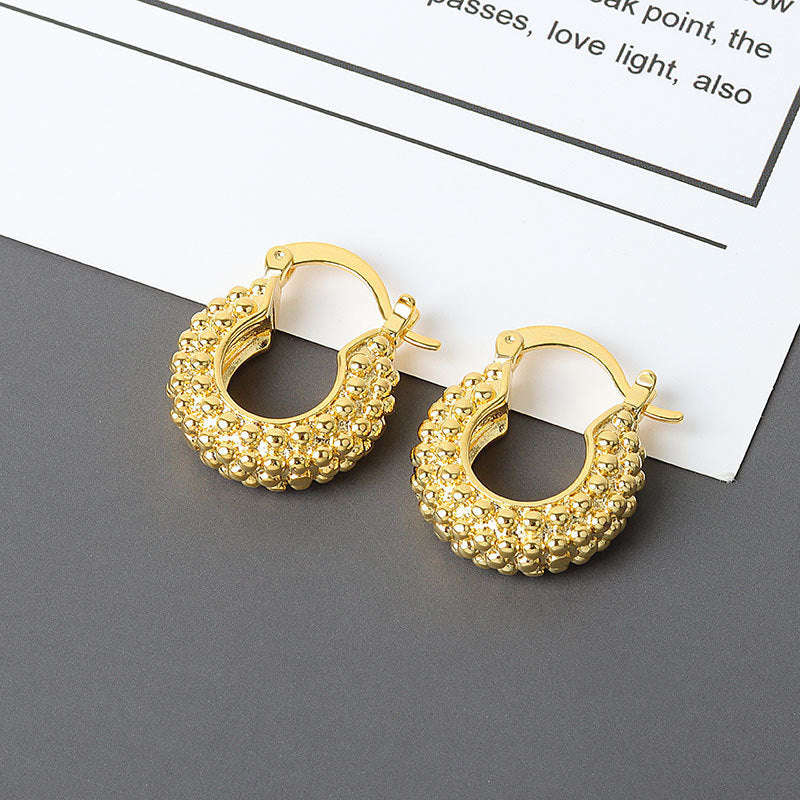 Diamond-embedded Gold-plated Versatile Earrings