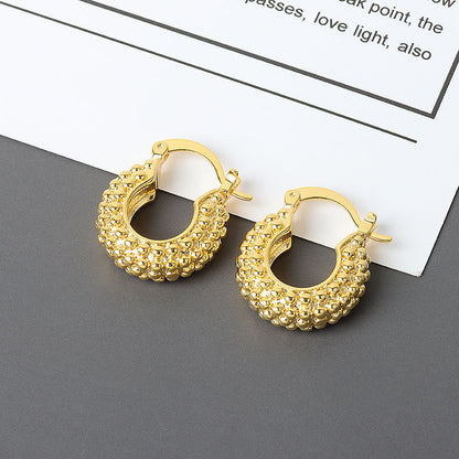 Diamond-embedded Gold-plated Versatile Earrings