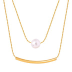 Shell Pearls Double-layer Titanium Steel Necklace - Viexta