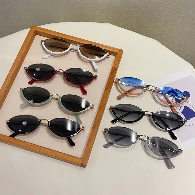 Triangle Cat's Eye Metal Small Frame Sunglasses - Viexta