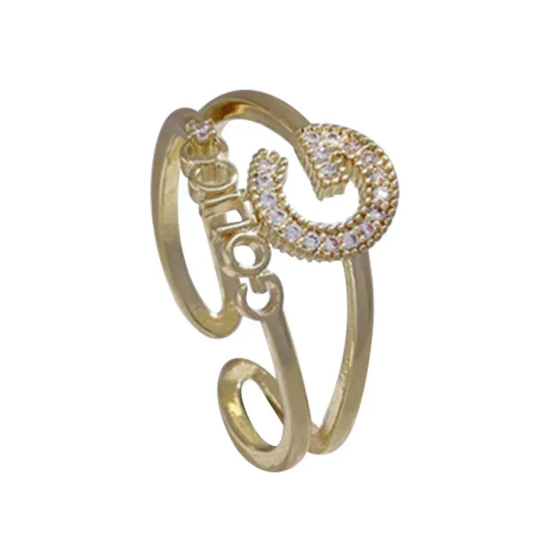 G Diamond-embedded Open Ring - Viexta