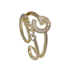 G Diamond-embedded Open Ring - Viexta