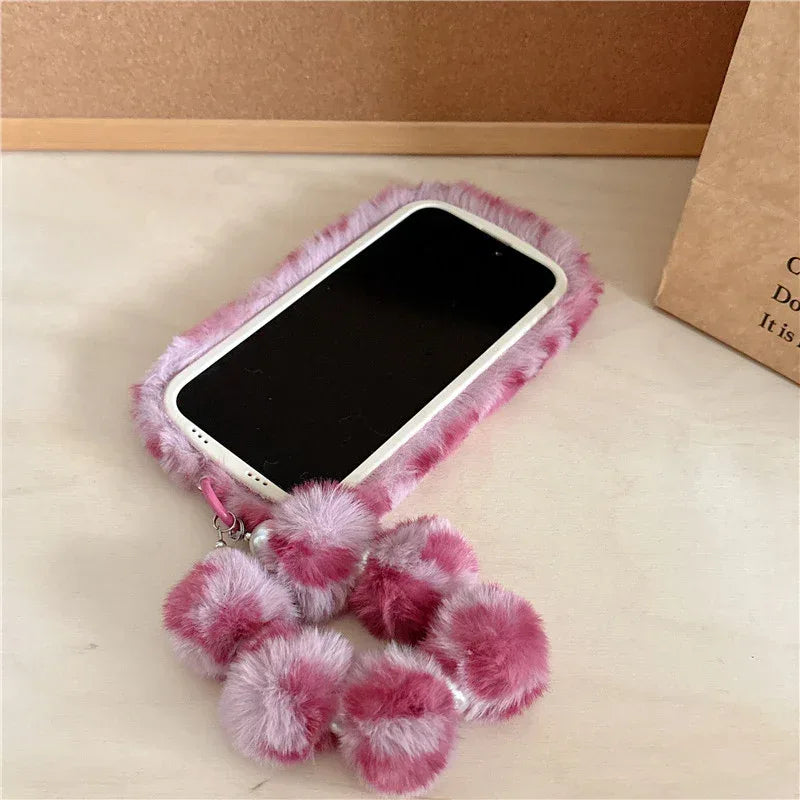 personalized-leopard-print-winter-plush-iphone-case - Viexta