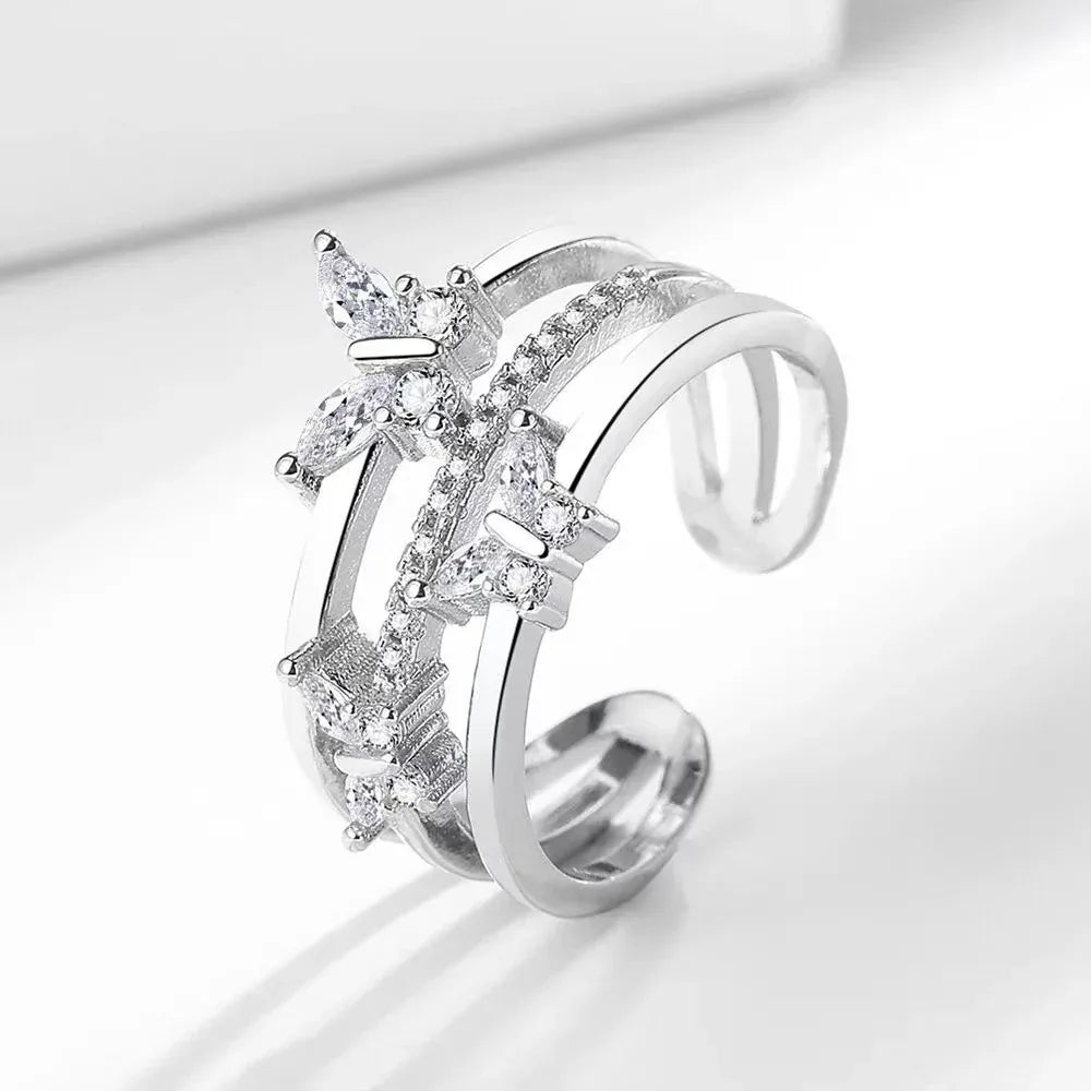 Double Butterfly Flash Zircon Ring - Viexta