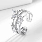Double Butterfly Flash Zircon Ring - Viexta