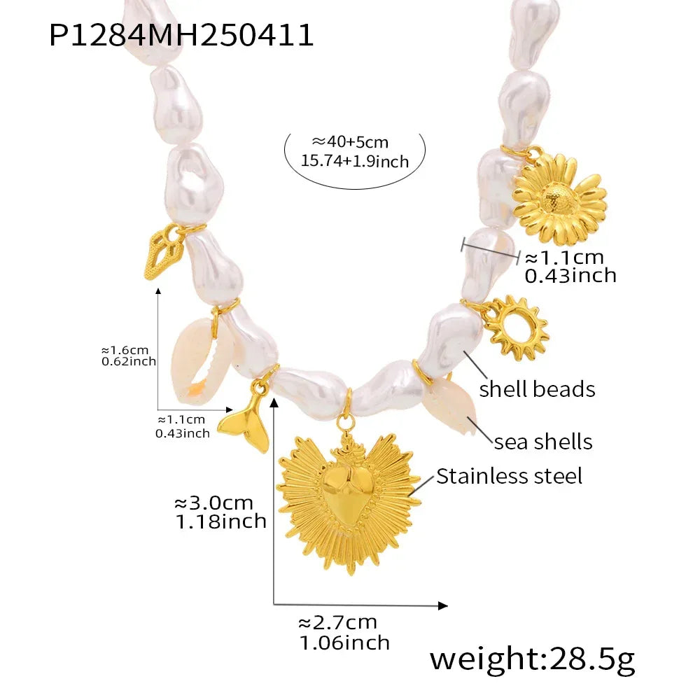 Ocean Series Baroque Shell Necklace - Viexta