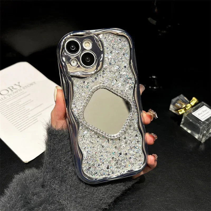 Heart Shape Mirror Sequins iPhone Case - Viexta