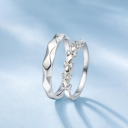 S925 Sterling Silver Couple's Pair Ring