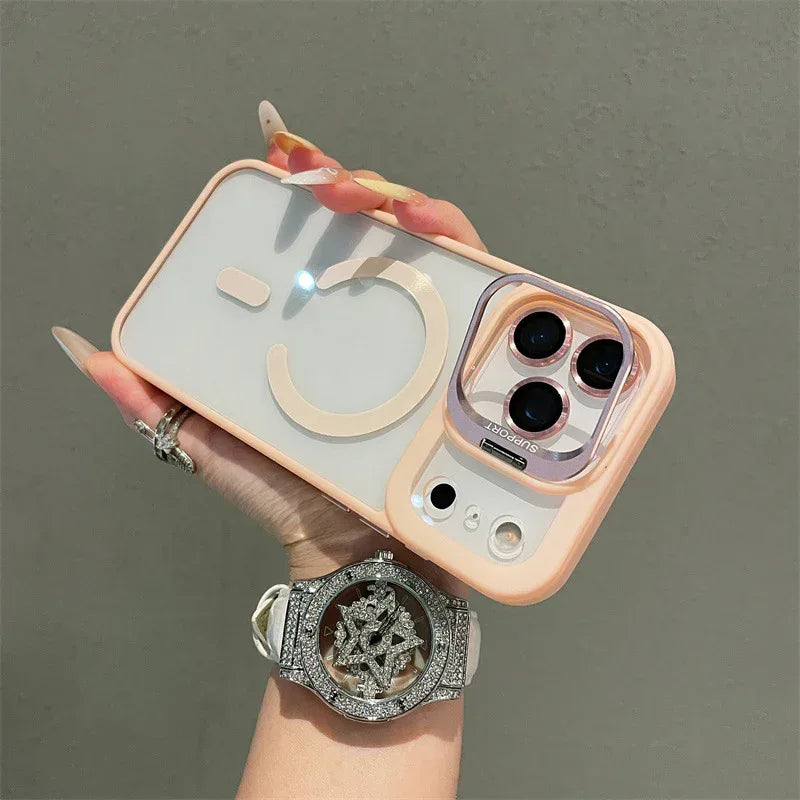 Hardware Lens Bracket Transparent Magnetic iPhone Case - Viexta