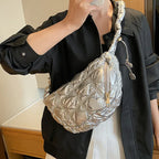 Shiny Silver Color Cloud Bag - Viexta