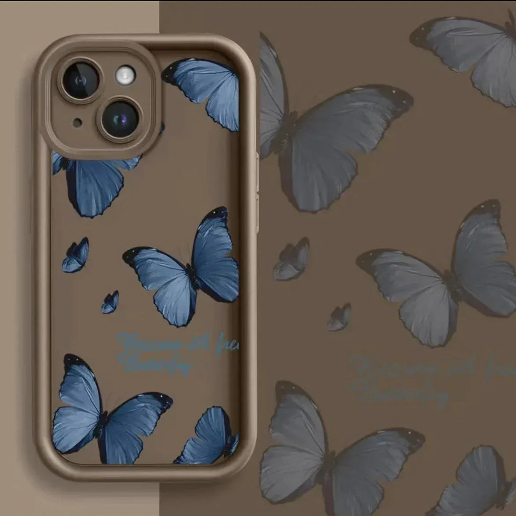 Blue Butterfly Edging Drop-resistant iPhone Case - Viexta