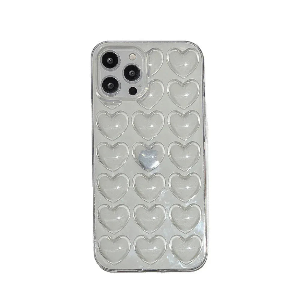 Solid Color Stereo Heart iPhone Case - Viexta