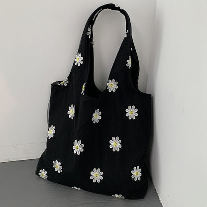 Embroidered Black Butterfly Canvas Bag