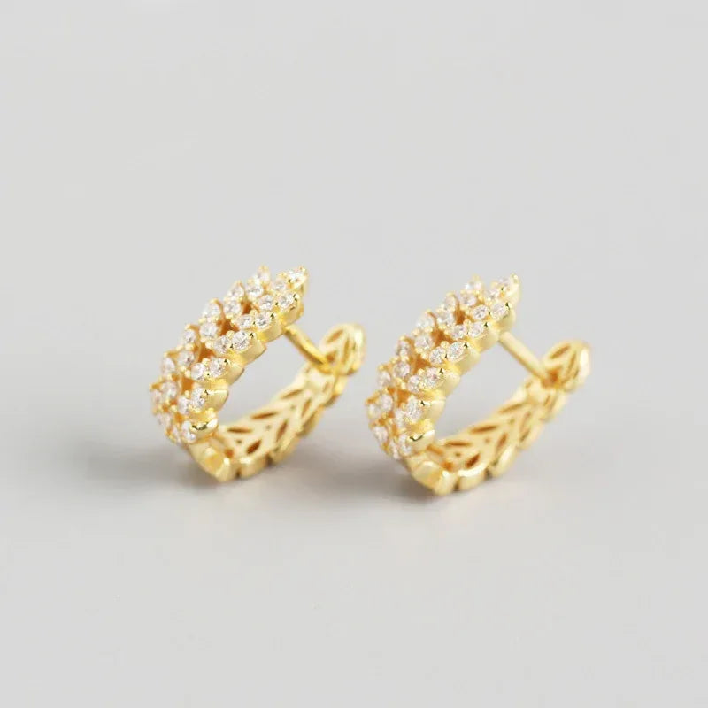 Diamond-embedded Gold-plated Versatile Earrings - Viexta
