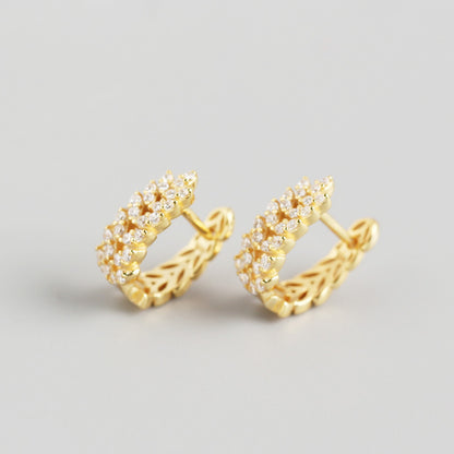 Diamond-embedded Gold-plated Versatile Earrings