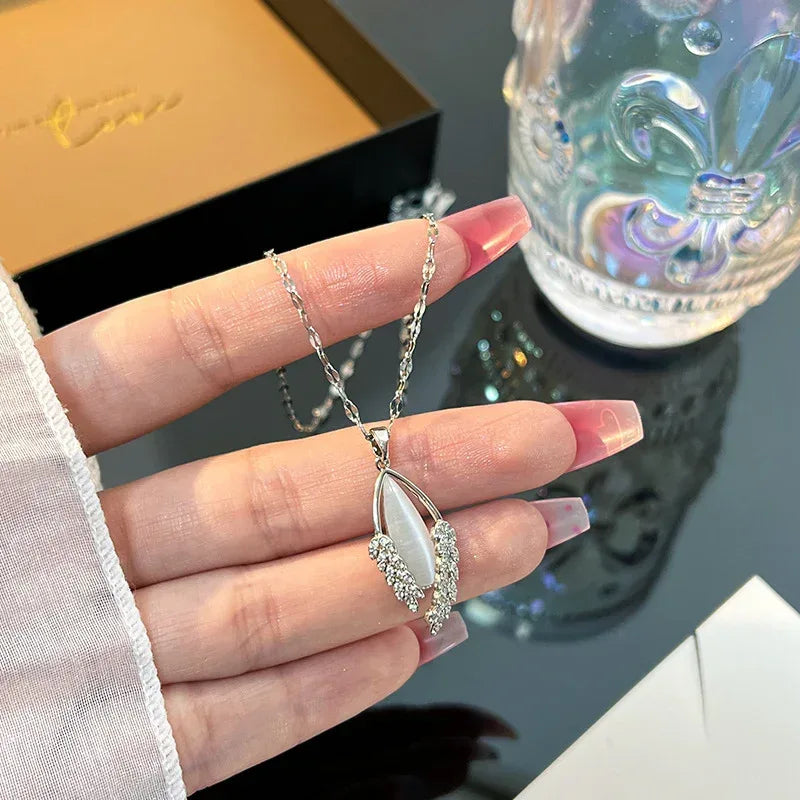 Cat's Eye Wheat Titanium Steel Necklace - Viexta