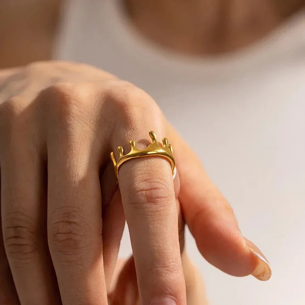 Lava Crown Titanium Steel Ring - Viexta