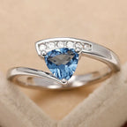Women's Twisted Arm Micro-inlaid Blue Black Zircon Ring - Viexta