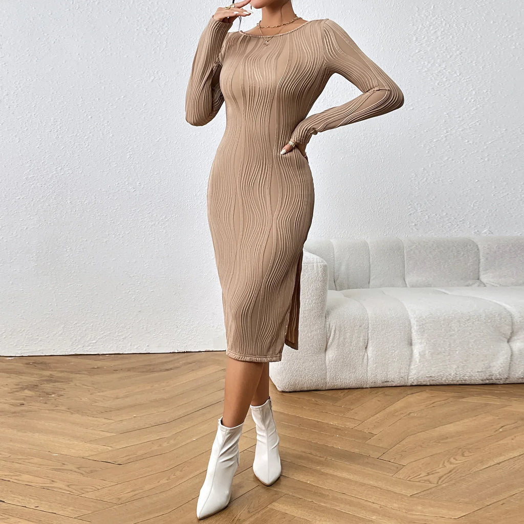 Backless Slim Fit Sheath Dress - Viexta