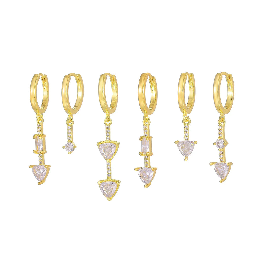 Long Triangle Zircon Earrings - Viexta