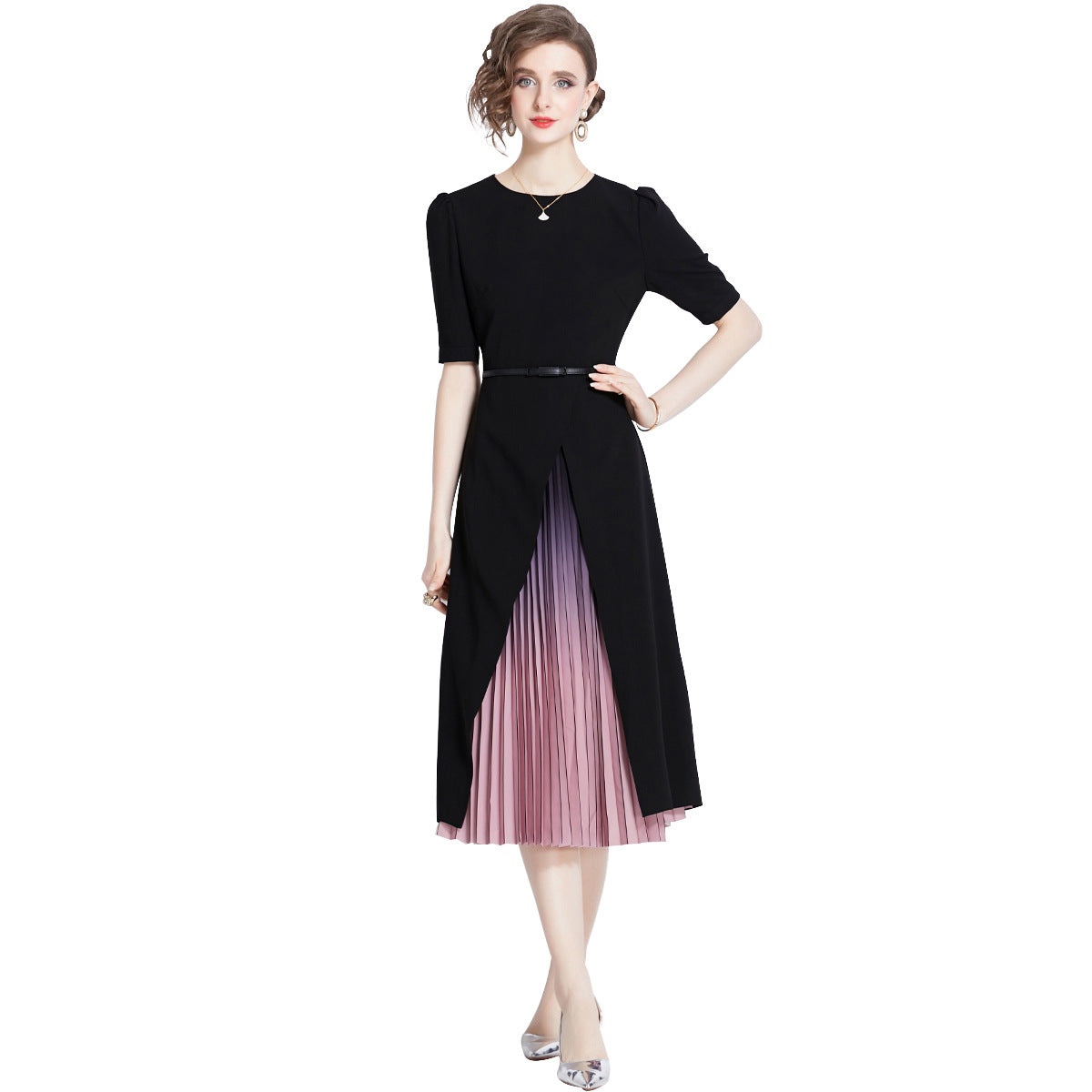 Split Flake Two-piece Chiffon Dress