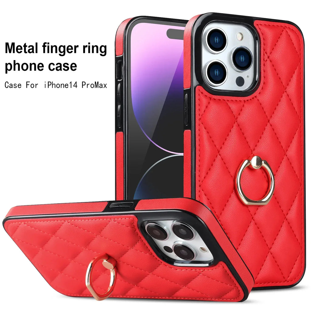 diamond-bracket-leather-iphone-case - Viexta