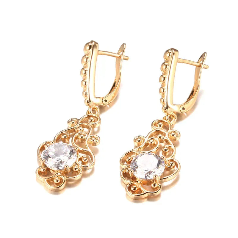 long-pattern-zircon-earrings - Viexta