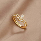 Golden Lily Crystal Ring