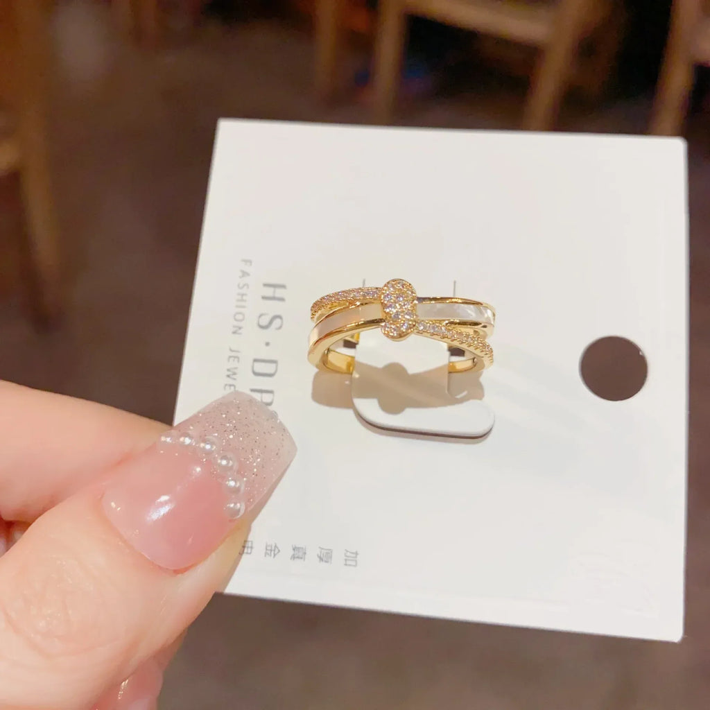 Double Layer Shell Wave Open Ring - Viexta