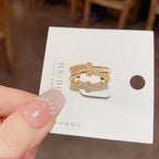 Double Layer Shell Wave Open Ring - Viexta