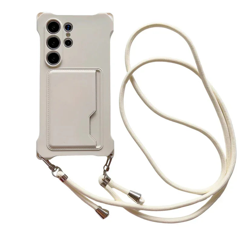 Four-corner Liquid Card Holder Lanyard iPhone Case - Viexta