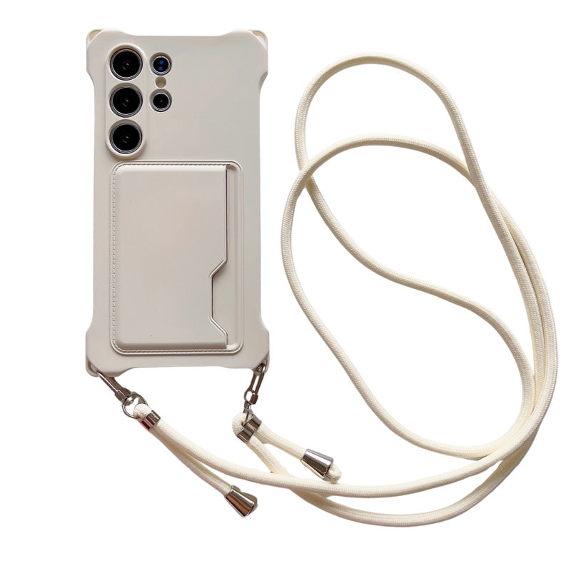 Four-corner Liquid Card Holder Lanyard iPhone Case