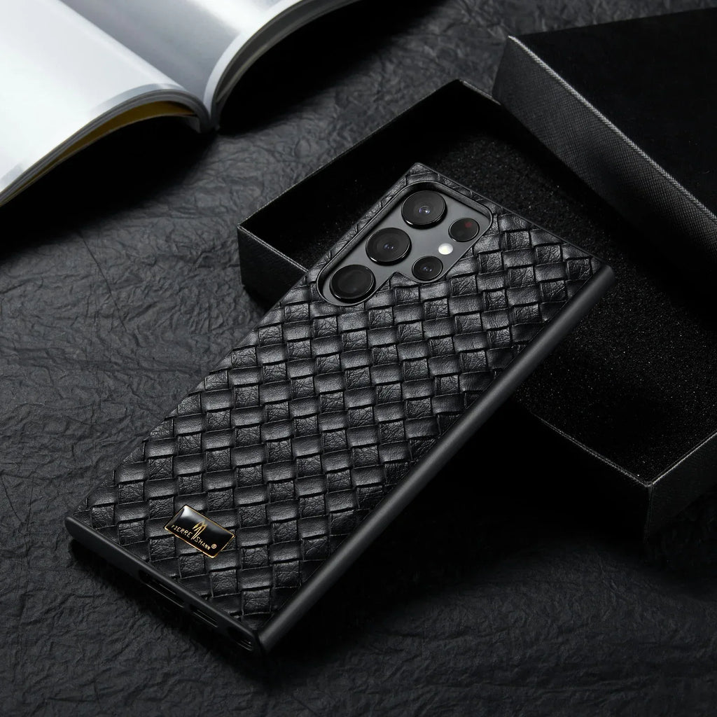 solid-color-business-leather-pattern-samsung-phone-case - Viexta