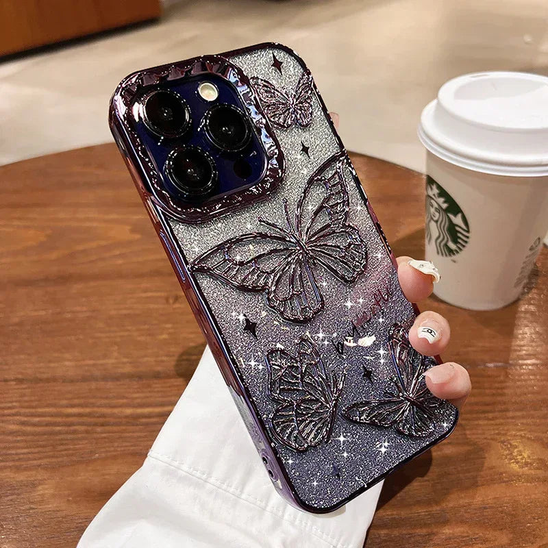 new-butterfly-glitter-anti-fall-iphone-case - Viexta
