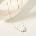 Stainless Steel Heart-shaped Diamond Necklace - Viexta