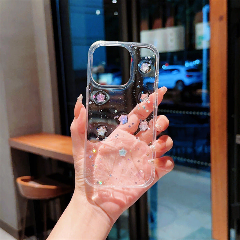 Luminous Stars Glitter Transparent iPhone Case
