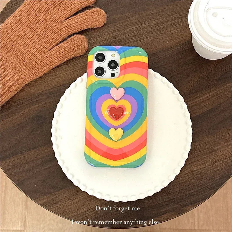 Rainbow Three-dimensional Love Drop-resistant IPhone Case - Viexta
