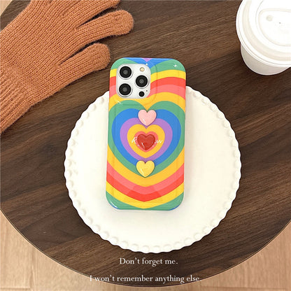 Rainbow Three-dimensional Love Drop-resistant IPhone Case