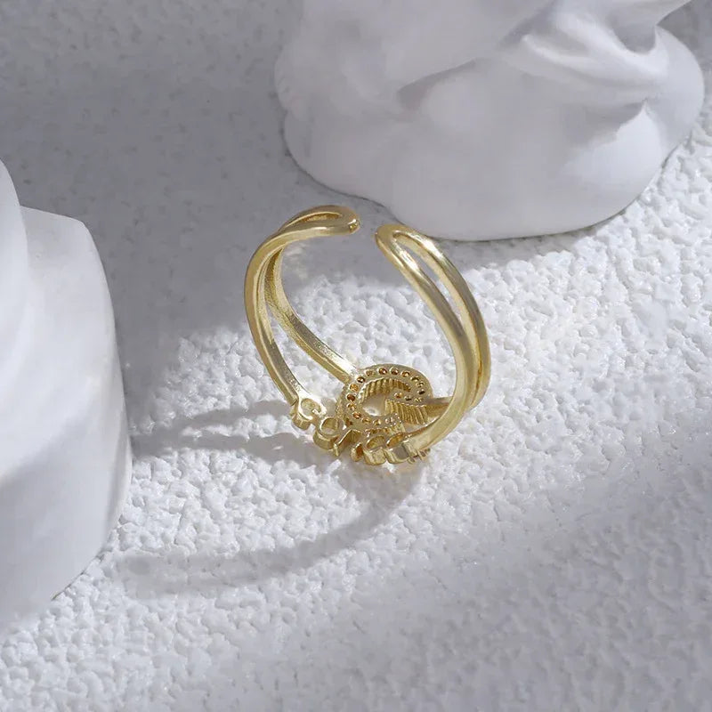 G Diamond-embedded Open Ring - Viexta