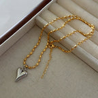 Titanium Steel Heart Bead Necklace - Viexta