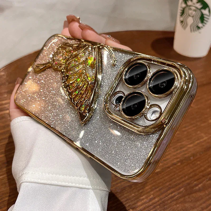 Shatter-proof Quicksand Butterfly iPhone Case - Viexta