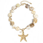 Summer Starfish Shell Patch Necklace For Women