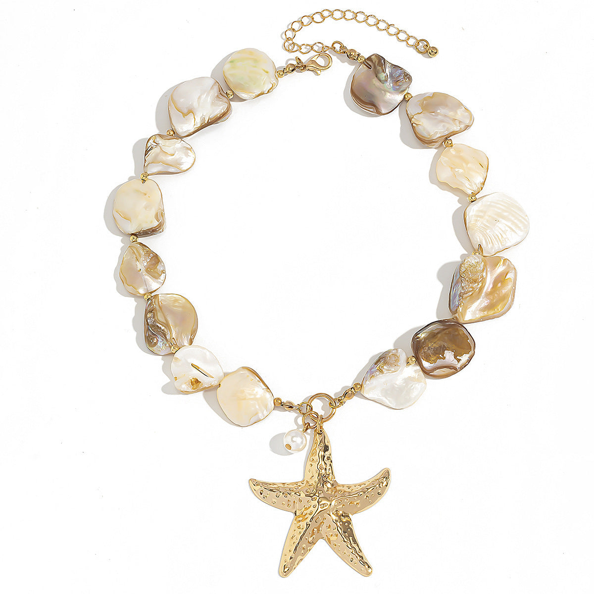 Summer Starfish Shell Patch Necklace For Women